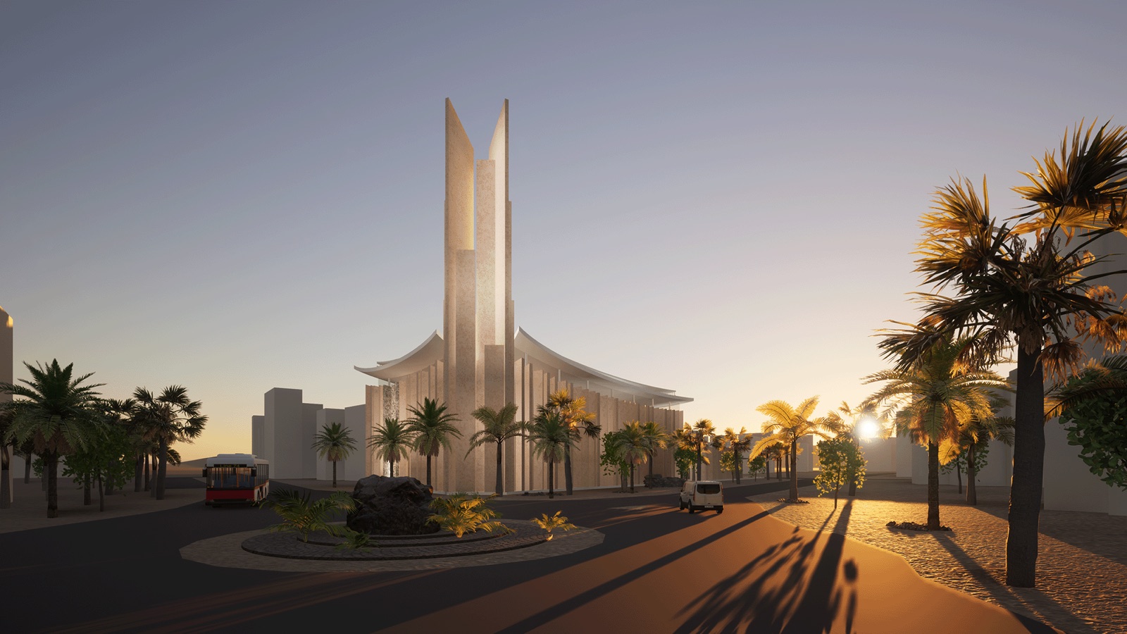 Al Omairi Mosque, exterior at sunset