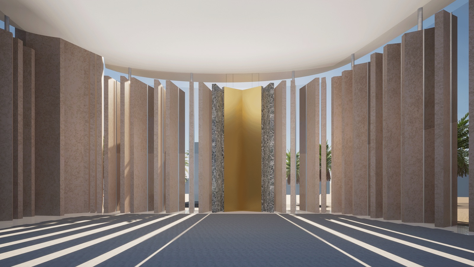 Al Omairi Mosque, prayer hall with a golden wall