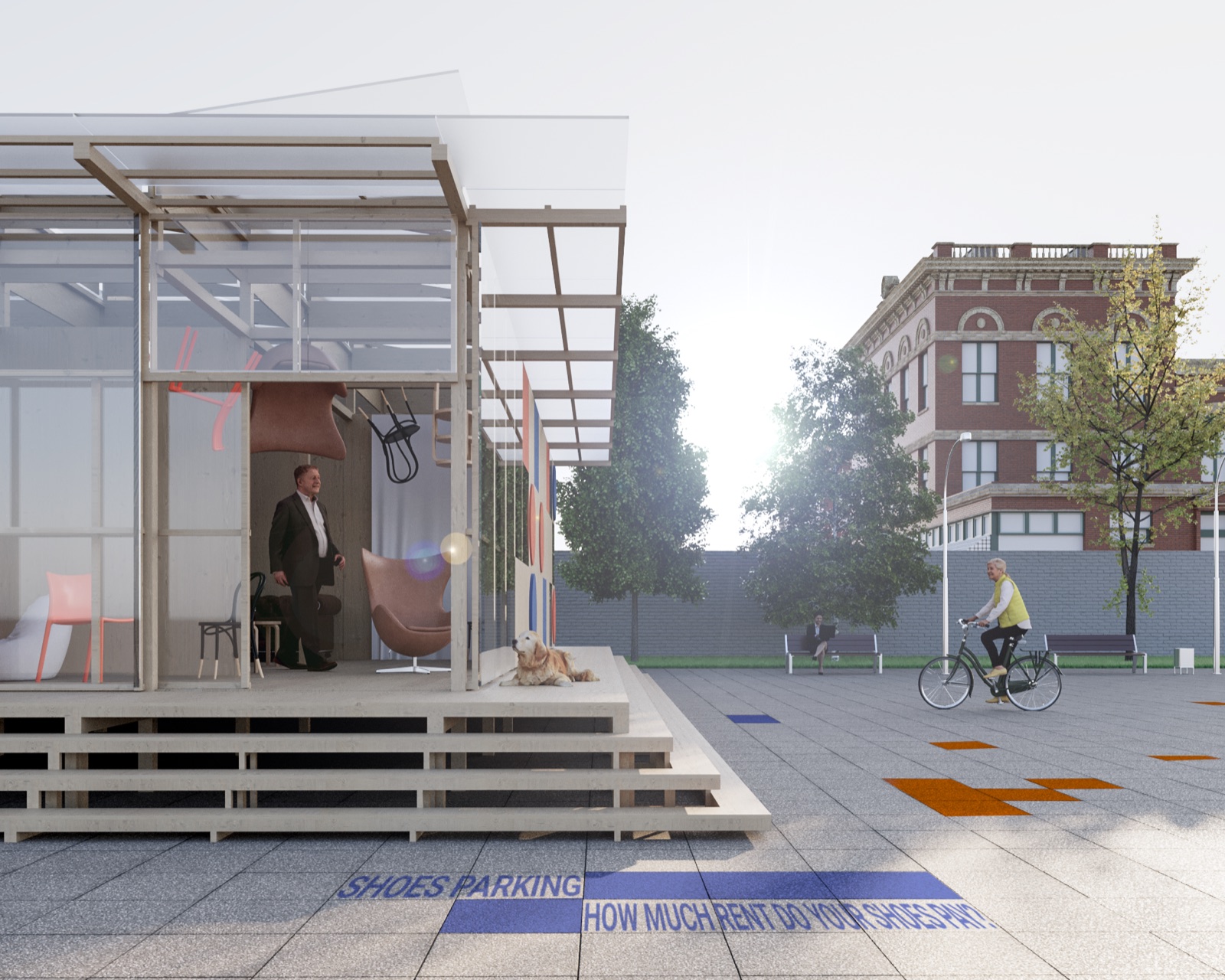 Why don't they move?, pavilion in a Copenhagen street